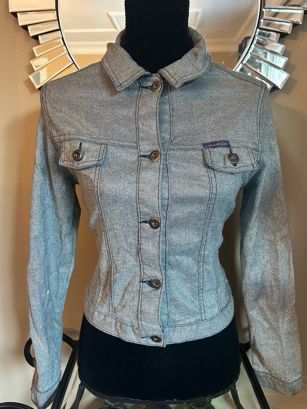 Y2K Hollywood  Shimmery Denim Jean Jacket
